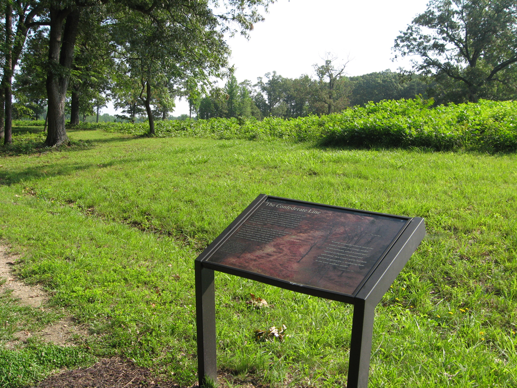 The Confederate Line wayside marker on the Spotsylvania battlefield