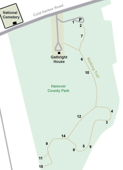 Map of Hanover County Park, part of the Cold Harbor battlefield
