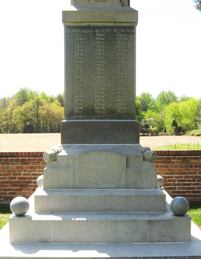 North side of the Pennsylvania Moument at Cold Harbor National Cemetery