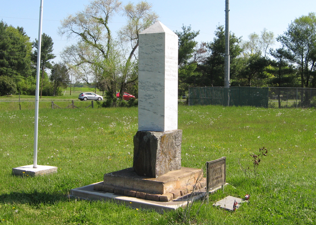 Side view of the Front view of the Monument to Confederate Major John Pelham in Brandy Station, Virginia
