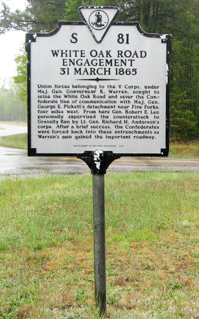 'White Oak Road Engagement' Virginia historical marker