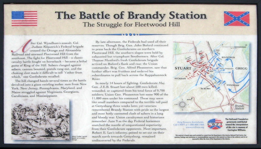The Struggle for Fleetwood Hill wayside marker on the Brandy Station battlefield