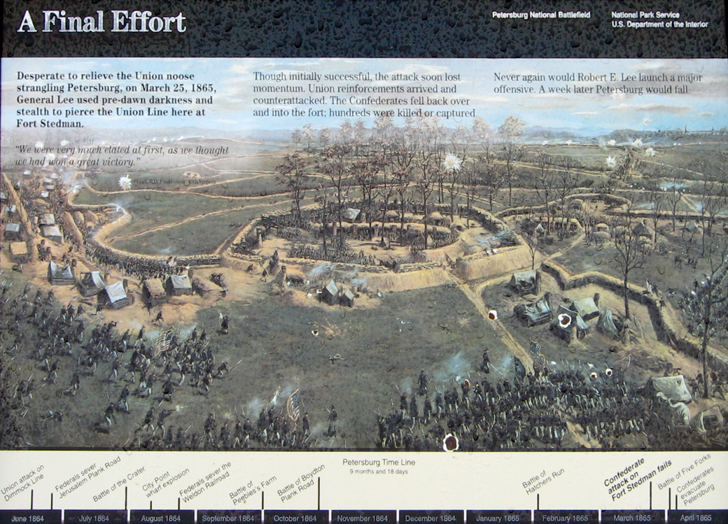 The 'A Final Effort ' wayside marker on the Petersburg National Battlefield