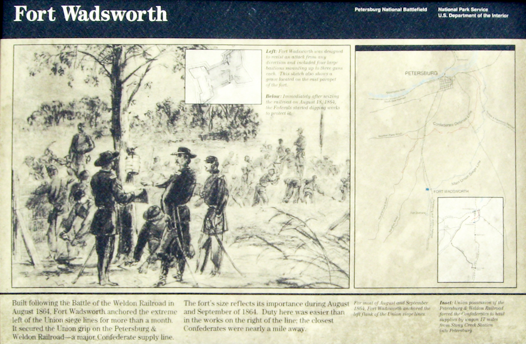 The 'Fort Wadsworth' wayside marker on the Petersburg National battlefield