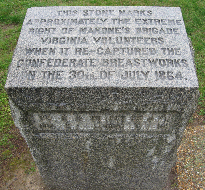 The monument to Mahone's Brigade on the Petersburg National Battlefield