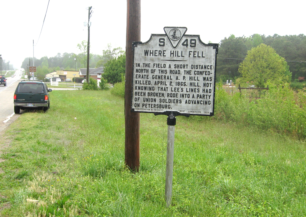 The 'Where Hill Fell' Virginia Historical Marker near Petersburg, Virginia