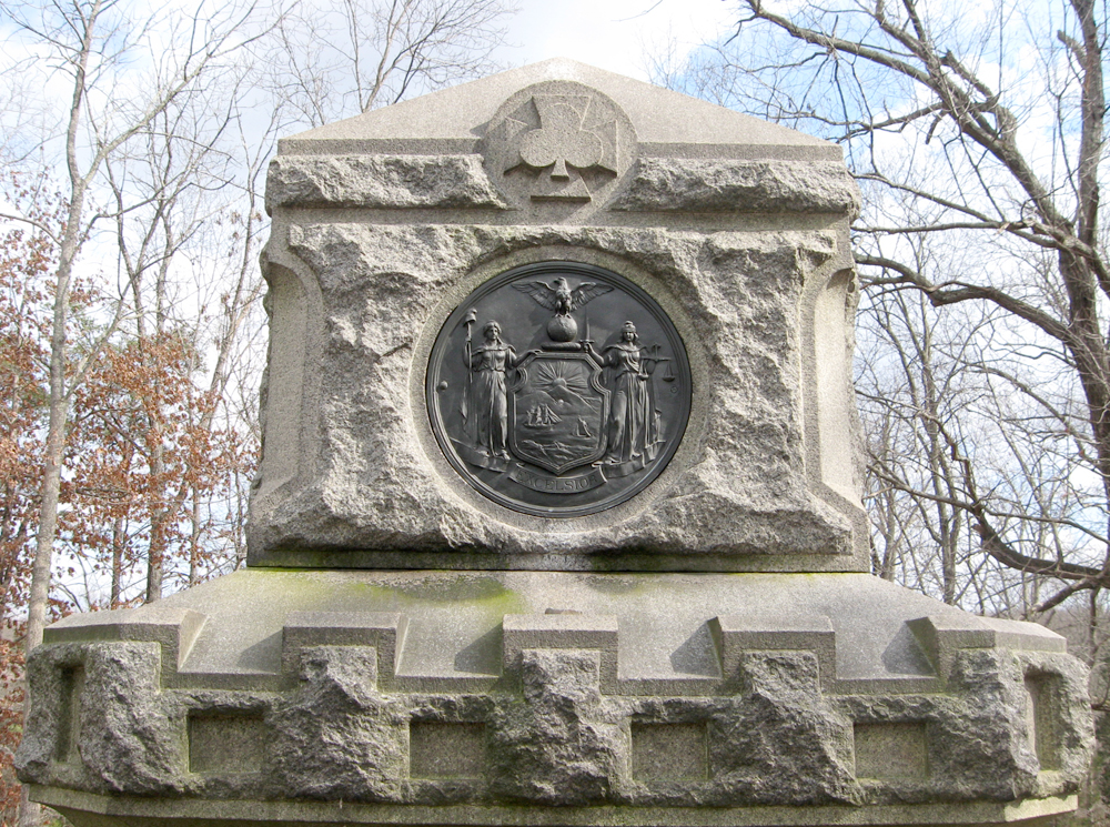 Closeup of the top of the Monument to the 10th New York Volunteer Infantry Regiment on the Manassas Battlefield