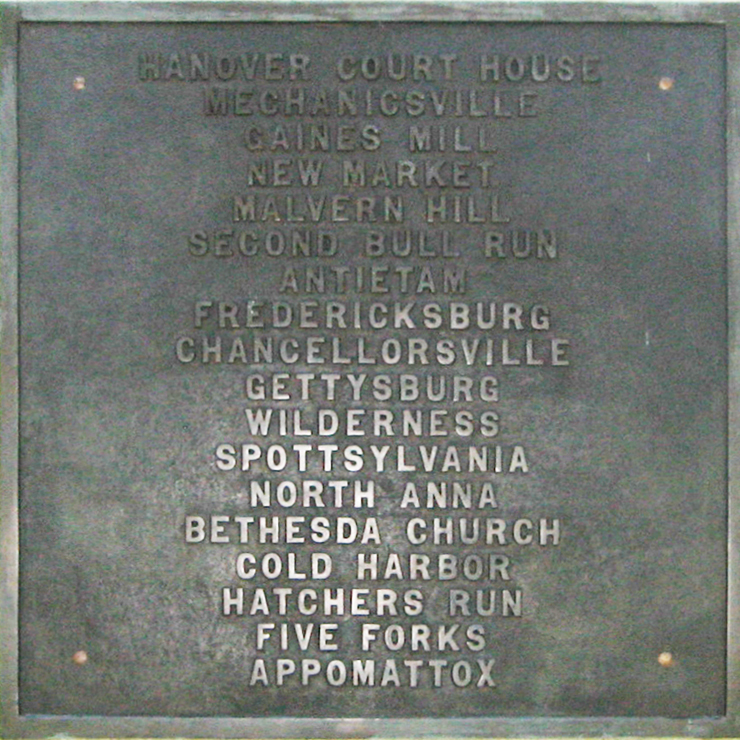 Tablet from the Fifth Corps, Army of the Potomac monument on the Fredericksburg battlefield