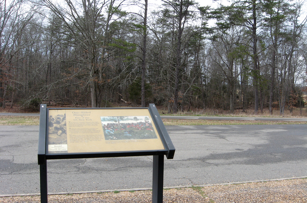 The One Sided Slaughter - Fate of the 5th New York wayside marker on the Manassas battlefield