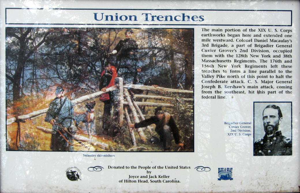 The Union Trenches wayside marker on the Cedar Creek, Virginia battlefield