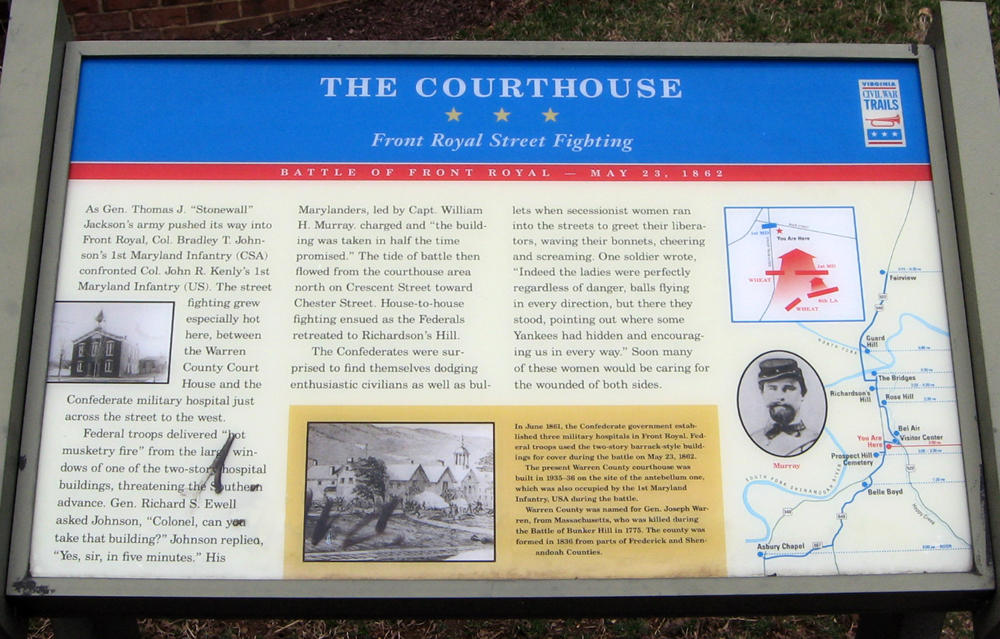 The Courthouse - Front Royal Street Fighting wayside marker in Front Royal, Virginia