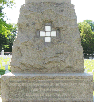 Detail from the monument to the Sixth Corps is in Winchester National Cemetery in Winchester, Virginia.