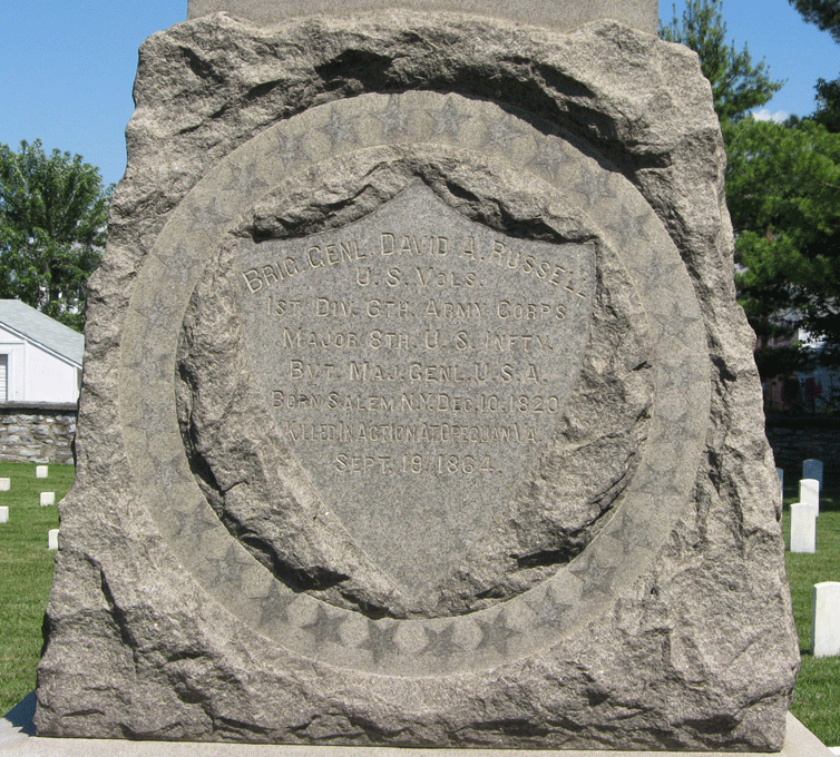 Detail from the monument to the Sixth Corps is in Winchester National Cemetery in Winchester, Virginia.