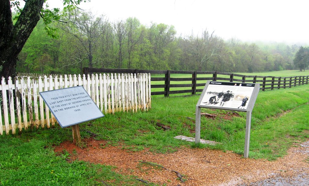 The Final Combat wayside marker in the Appomattox Court House National Historical Park