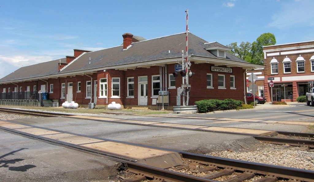 The former train station in Appomattox, Virginia now serves as the Appomattox Visitors Information Center