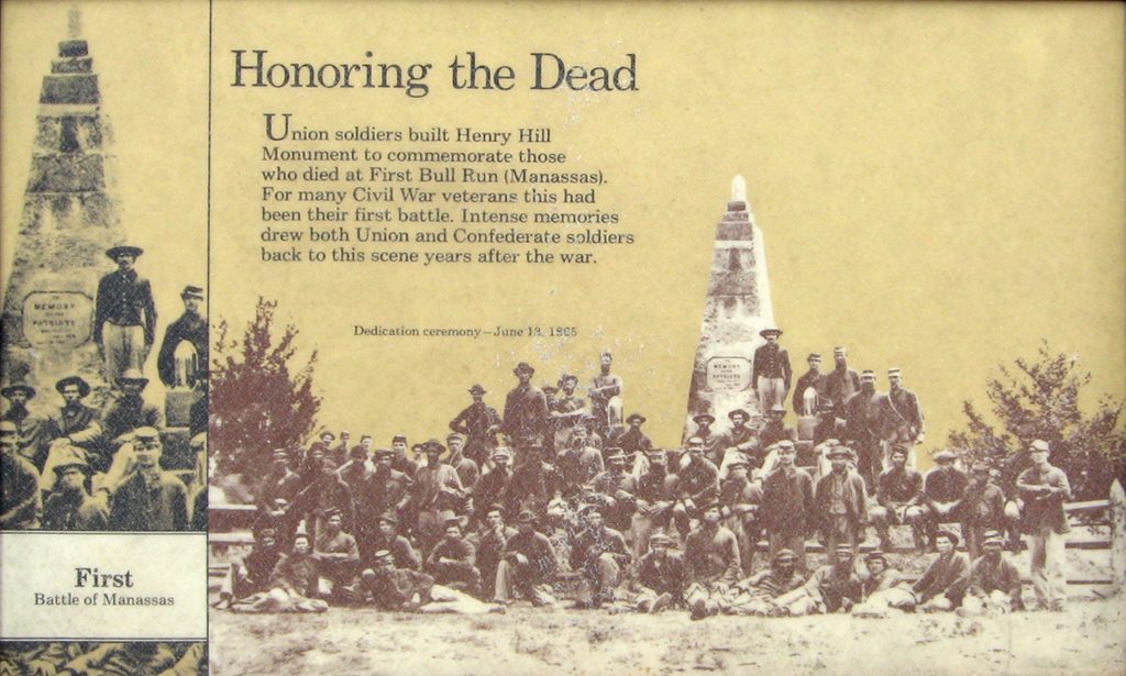 The Honoring the Dead wayside marker is on the Henry Hill walking tour next to the Henry Hill monument.