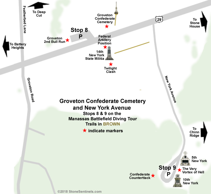 Map of New York Avenue on the Manassas battlefield