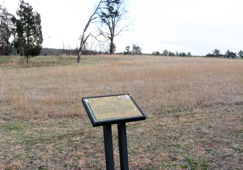 The Third Brigade trailside marker is on the Second Bull Run battlefield outsde Manassas, Virgnia.