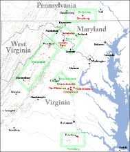 Civil War battlefields by Region map thumbnail