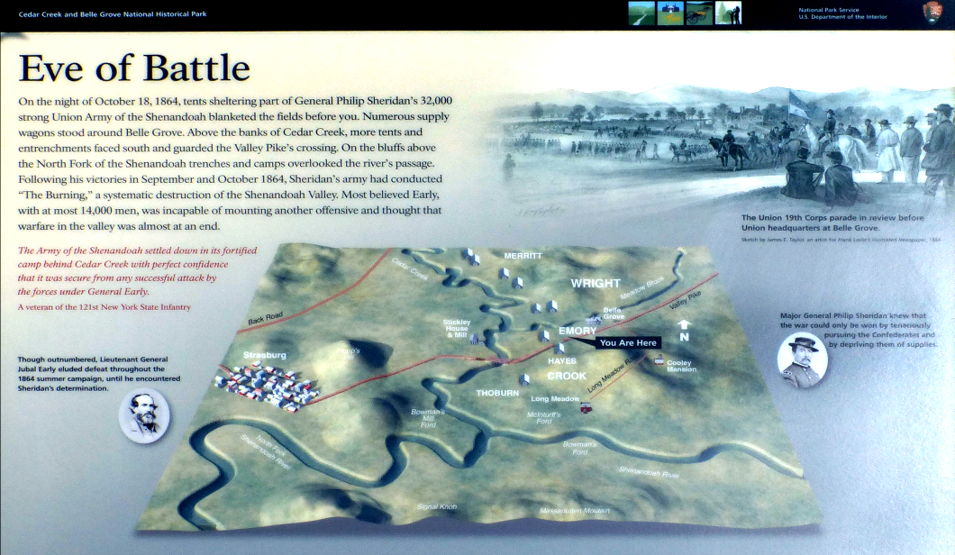 Eve of Battle wayside marker on the Cedar Creek battlefield.