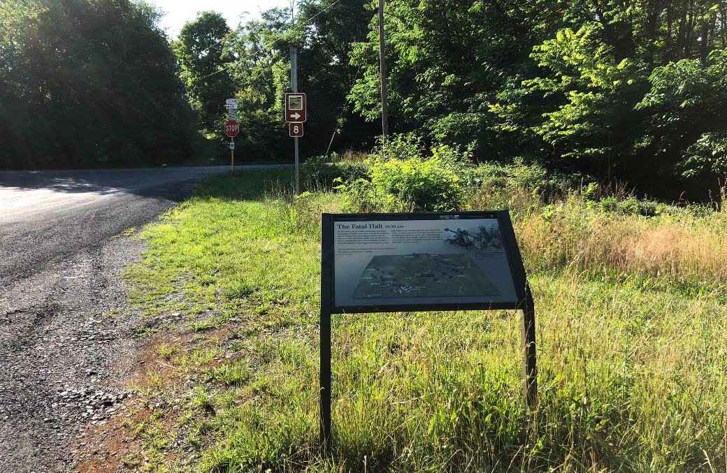 The Fatal Halt wayside marker