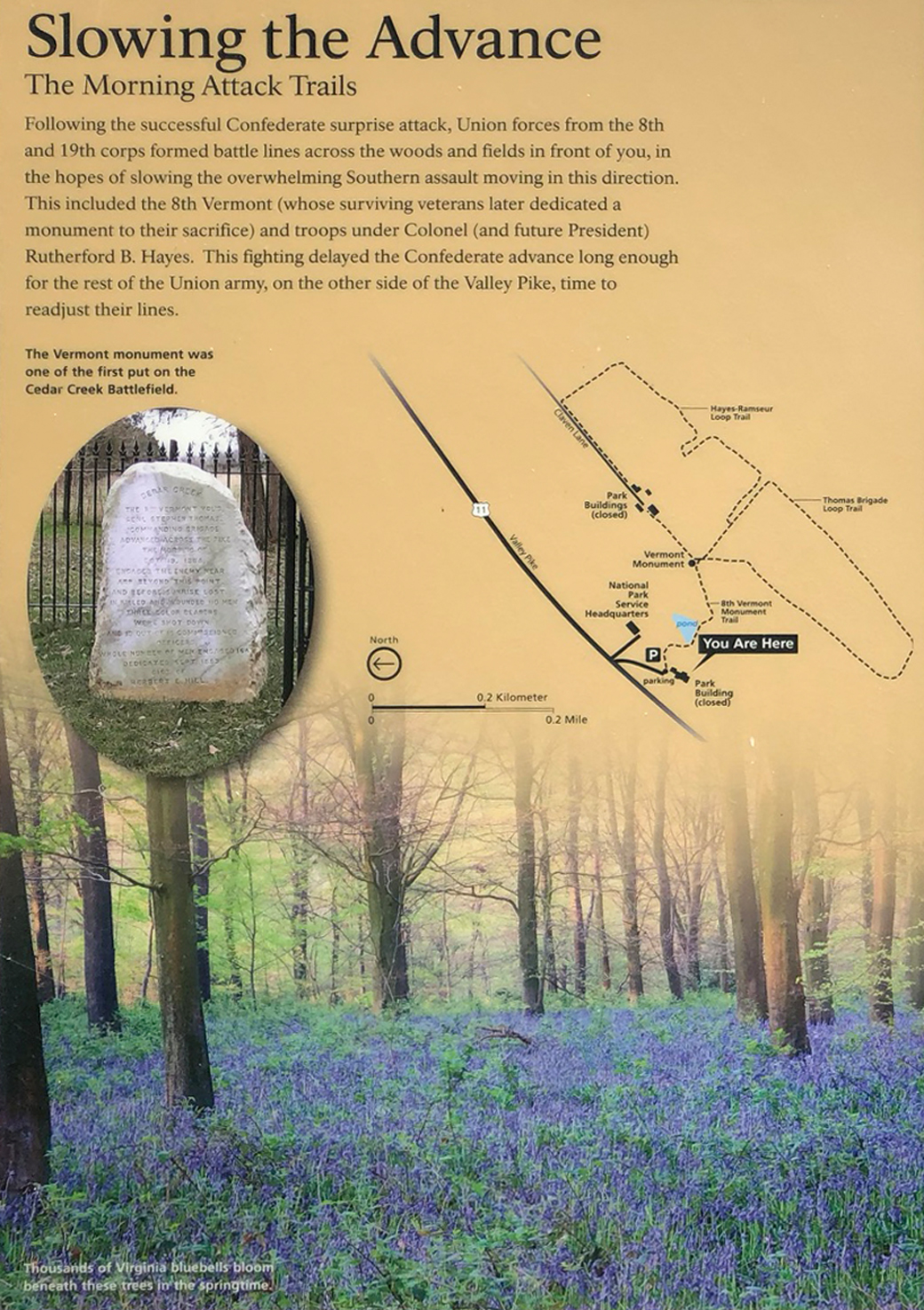 Slowing the Advance orientation marker on the Cedar Creek Battlefield