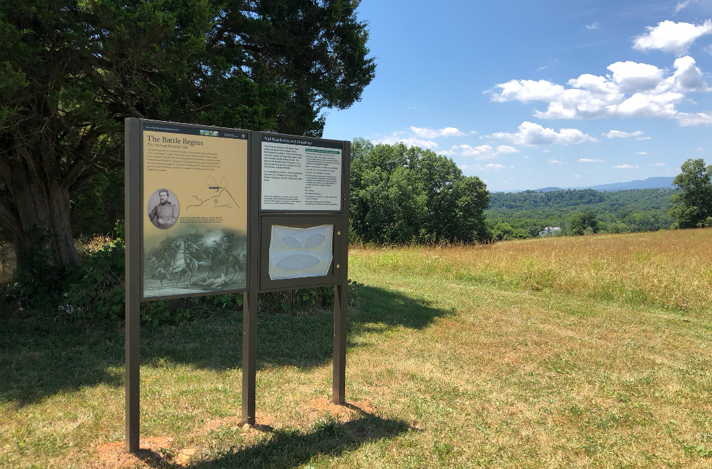 The Battle Begins orientation marker at Cedar Creek