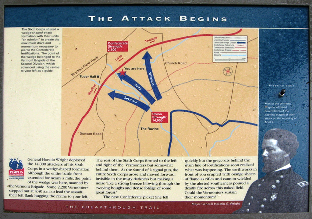 The Attack Begins wayside marker