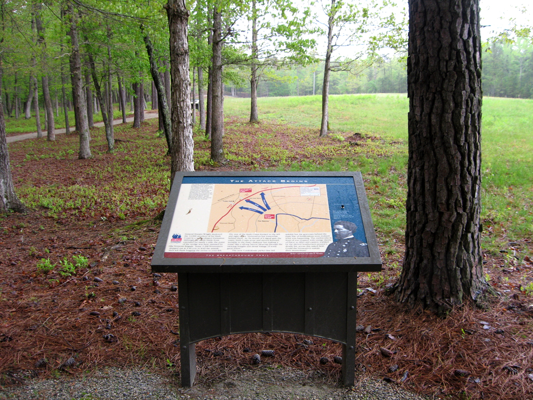 The Attack Begins wayside marker