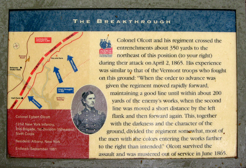 The Breakthrough - Egburt Olcott wayside marker