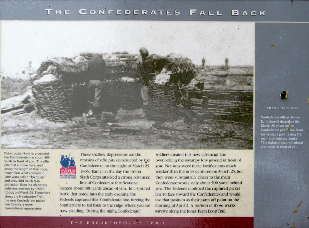The Confederates Fall Back wayside marker