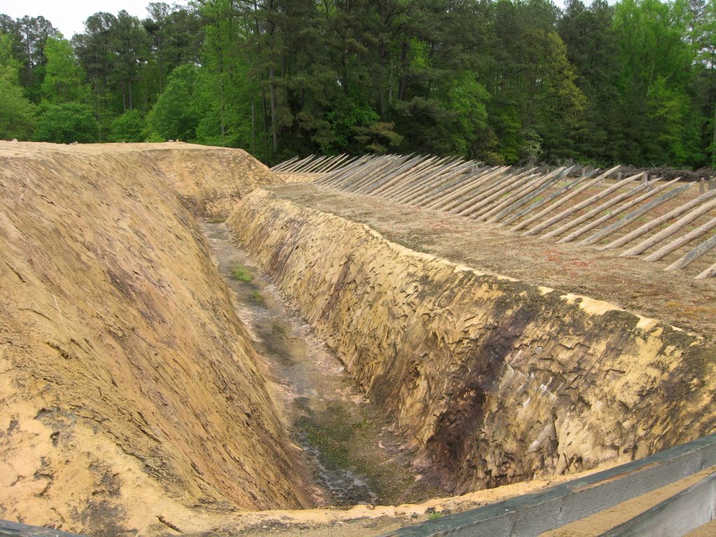 Reproduction of Confederate defensive works at Pamplin Historical Park near Petersburg
