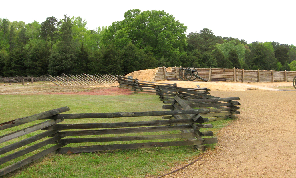 Reproduction of Confederate earthworks at Pamplin Historical Park