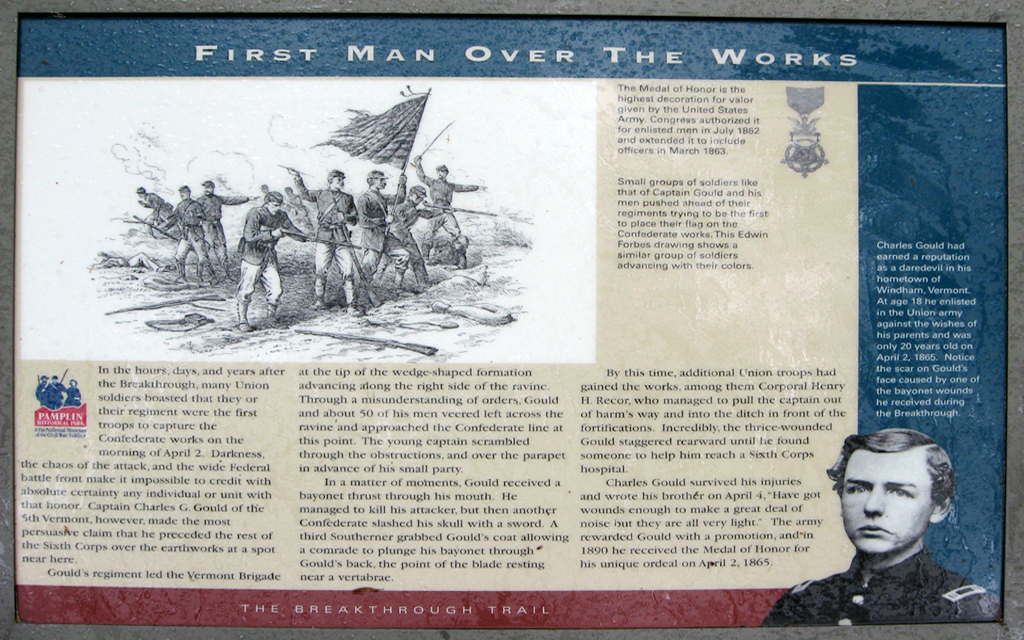First Man Over the Works wayside marker