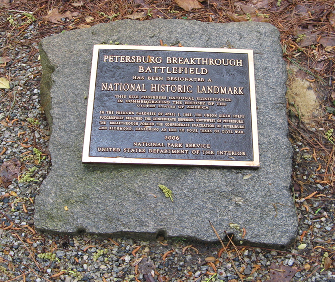 Petersburg Breakthrough Battlefield National Landmark monument