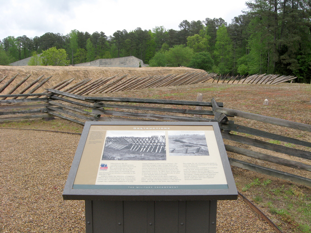 Obstructions wayside marker at Pamplin Park